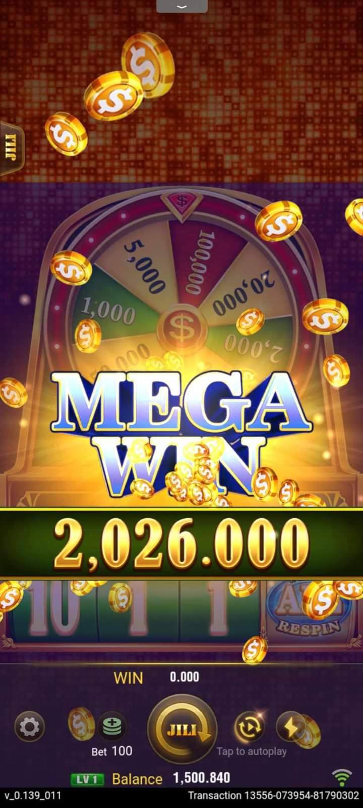 money coming mega win